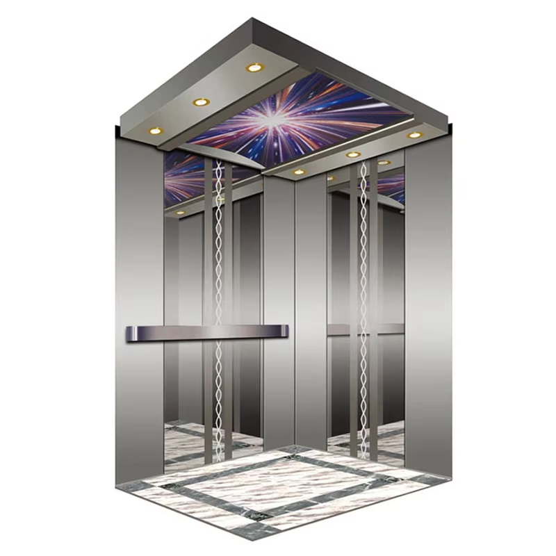VTSP125 Cabine d'ascenseur personnalisée Construction en acier inoxydable Caractéristique à faible bruit Garantie 1 an Plusieurs options de finition