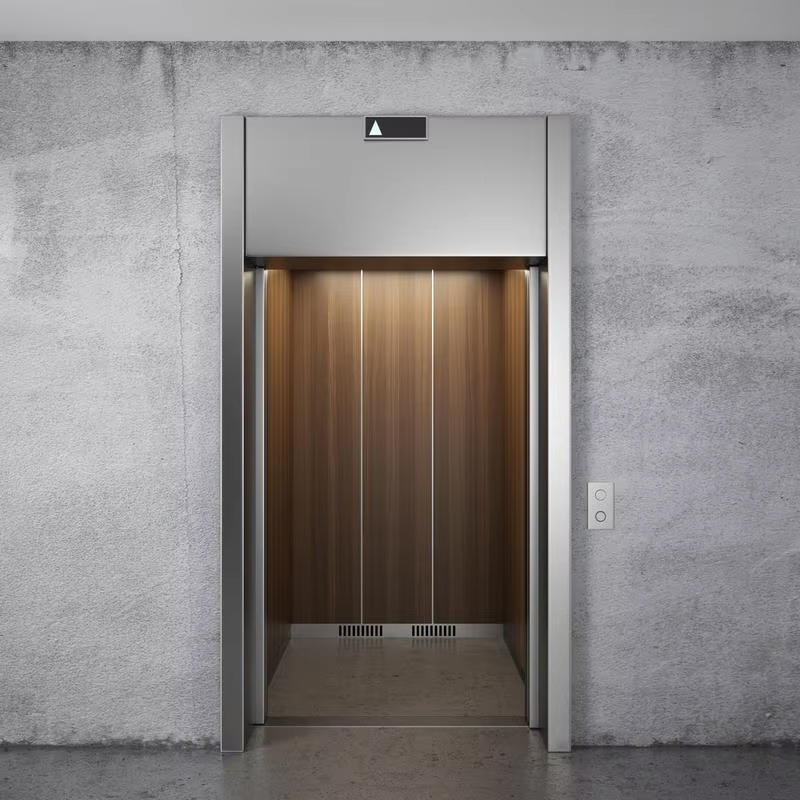 VTEP121 Vente chaude NV modèle 6-8 personnes 630 kg sans engrenage AC ascenseur moderne bâtiment ascenseur avec plancher en PVC en acier inoxydable