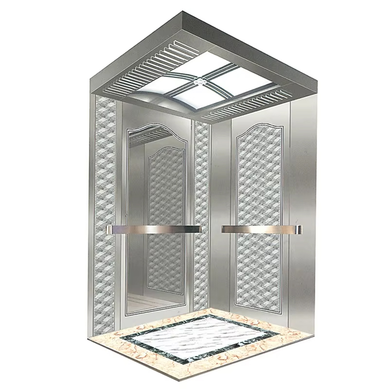 VTEP121 Vente chaude NV modèle 6-8 personnes 630 kg sans engrenage AC ascenseur moderne bâtiment ascenseur avec plancher en PVC en acier inoxydable