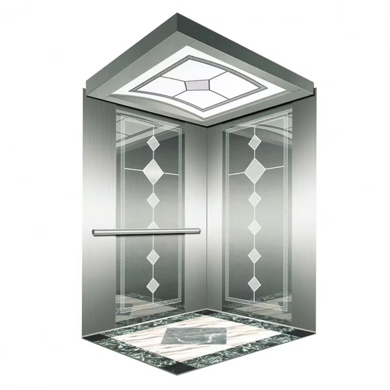 Cabine d'ascenseur VTSP134 avec plafond LED économe en énergie Construction en acier inoxydable Certifié ISO9001 Garantie 1 an
