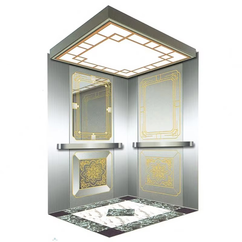 Cabine d'ascenseur VTSP134 avec plafond LED économe en énergie Construction en acier inoxydable Certifié ISO9001 Garantie 1 an
