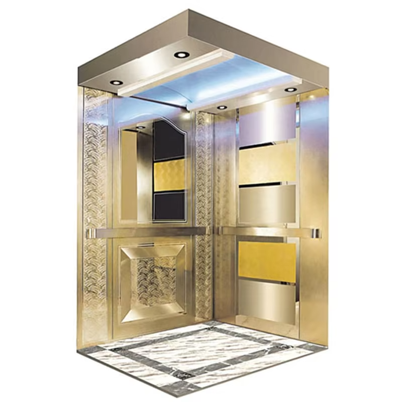 Pièces et accessoires d'ascenseur VTSP137, cabine d'ascenseur moderne en acier inoxydable pour bâtiments commerciaux