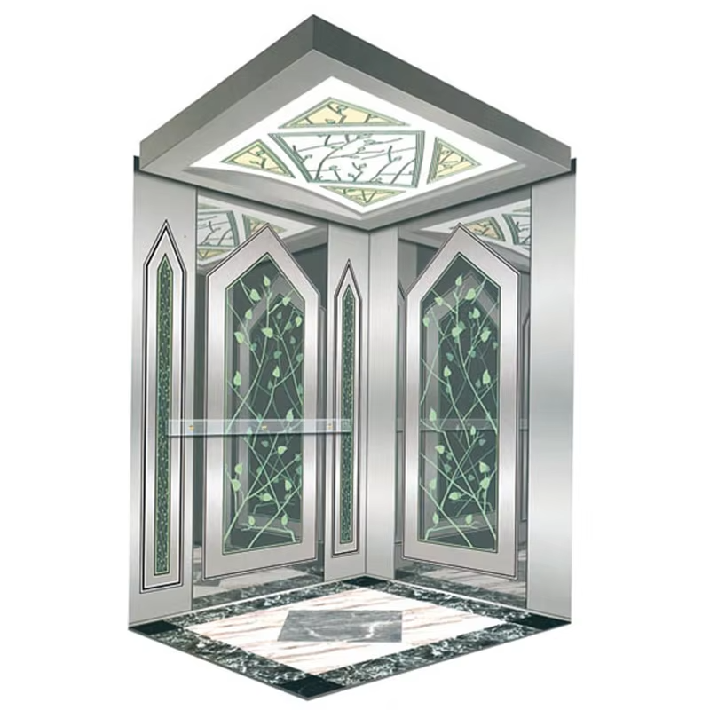 Pièces et accessoires d'ascenseur VTSP137, cabine d'ascenseur moderne en acier inoxydable pour bâtiments commerciaux